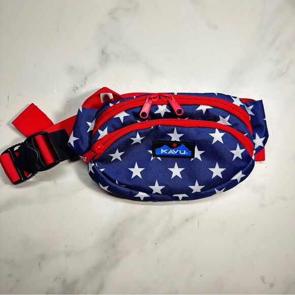 Kavu Spectator red, white & blue flag waist bag fanny pack, adjustable strap Y2K - Picture 2 of 12